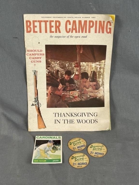 Better Camping Magazine, Milk Bottle Caps, etc