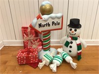 North Pole Sign, Snowman, Candy, Presents