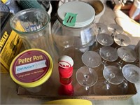 Jars, stem glassware, Avon gas pump
