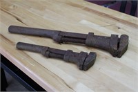 Antique Pipe Wrenches set of 2 Rusty