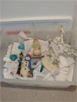 Box Of Holiday Decorations, Glassware Etc