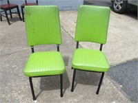 2 Green Cushioned Dining Chairs