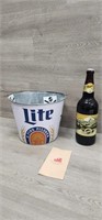 Miller Lite Beer Pail & Full Commemorative Ranier