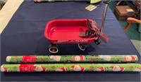 Mini Radio Flyer Wagon and 2 Rolls Wrapping Paper