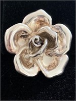 925 SILVER FLOWER BROOCH;  MADE IN ISRAEL. SIGNED