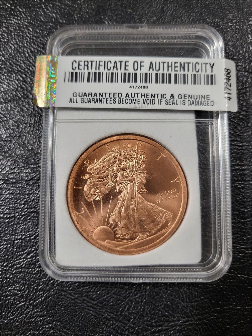 1oz Copper Walking Liberty Coin Slab