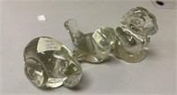 Chinese Glass Rabbit, Bird, and Snail Paper Weight