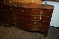 Mahogany 9 Drawer Ox Bow Front Dresser