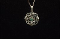 Sterling Italy Chain & Pendant w/ Emerald