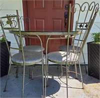Matching Patio Glass Top Table and 4 Chairs