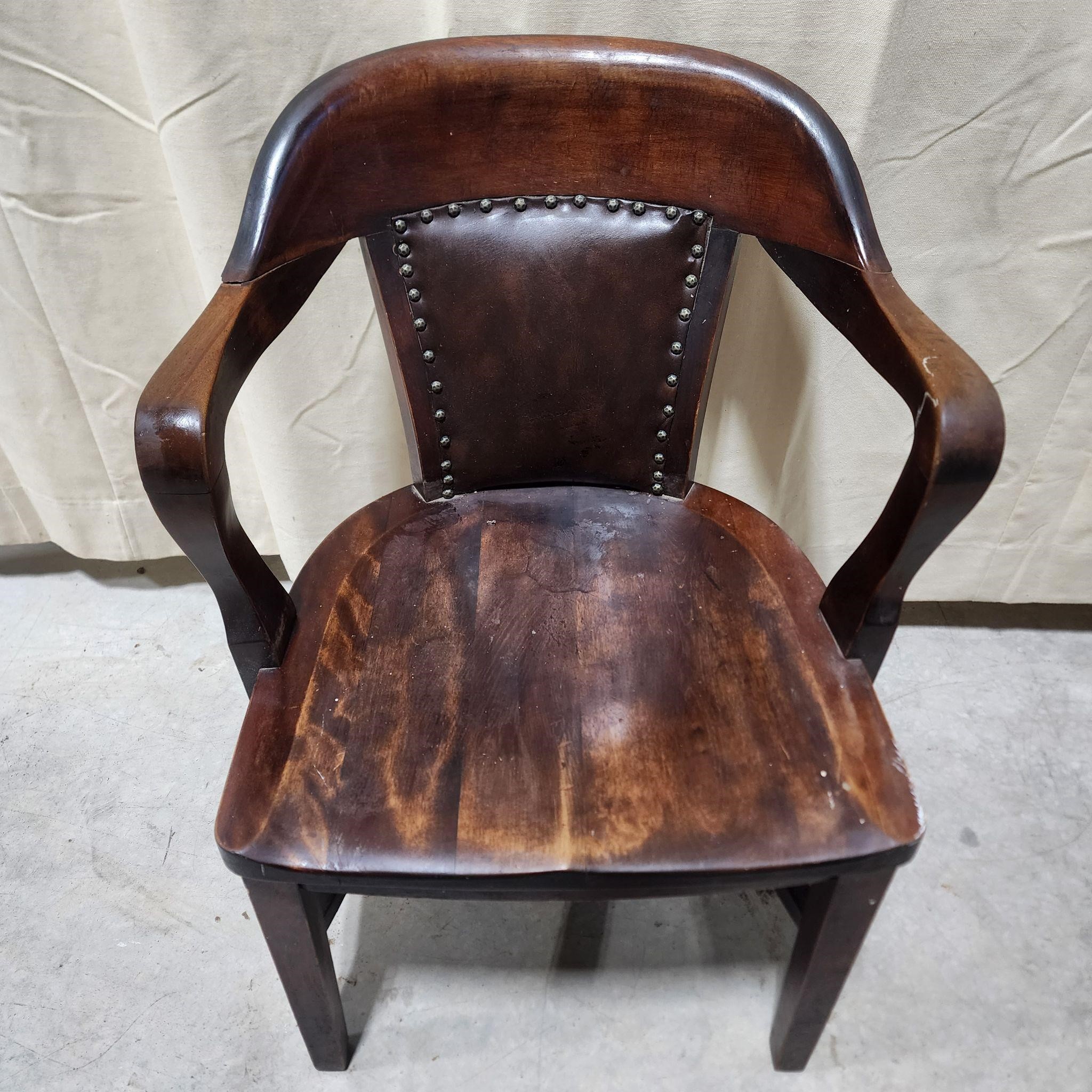 Antique wood & leather Lawyer's chair