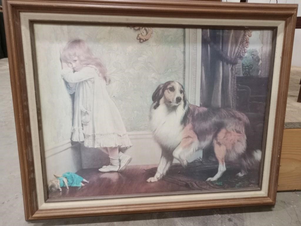 Girl & Dog Framed Picture