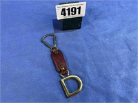 Leather Key Ring w/Metal D End, Made Italy