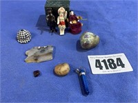 Miniature People & Hat w/Polished & Cut Rocks