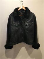 Danier Leather bomber jacket/fur collar and cuffs