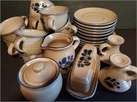 Pfaltzgraff Folk Art Tan and Blue China Assortment