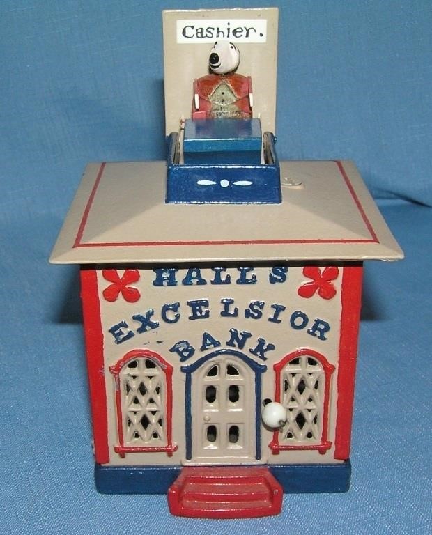 Early Hall's Excelsior cast iron mechanical bank