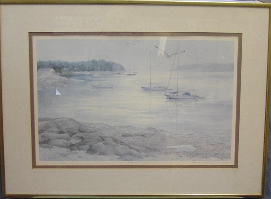 Signed and numbered lithograph "Quiet Cove"