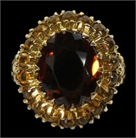 10K Rose gold vintage oval cut citrine ring,