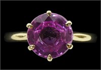 10K Yellow gold round cut pink sapphire solitaire