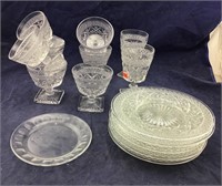 Vntg Glassware Incl Plates/Goblets & Sherbets