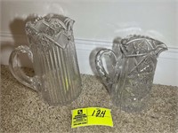 CUT GLASS GROUP OF 2 PITCHERS