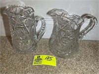 CUT GLASS GROUP OF 2 PITCHERS