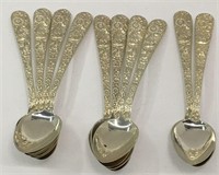 10 S Kirk & Son Sterling Repousse Tea Spoons