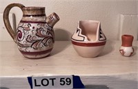 (3) Native American Style Pottery Pieces