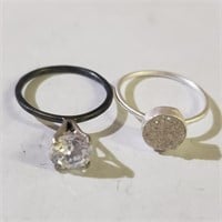 $100 Silver Lot Of 2 CZ Ring