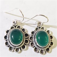 $160 Silver Green Agate Earrings