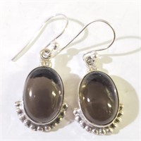 $160 Silver Smokey Quartz Earrings