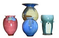 (4)pcs Vintage Signed Art Pottery Vases & Vessels