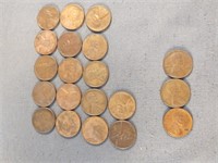 1950 (17) and 1953 (3) wheat pennies