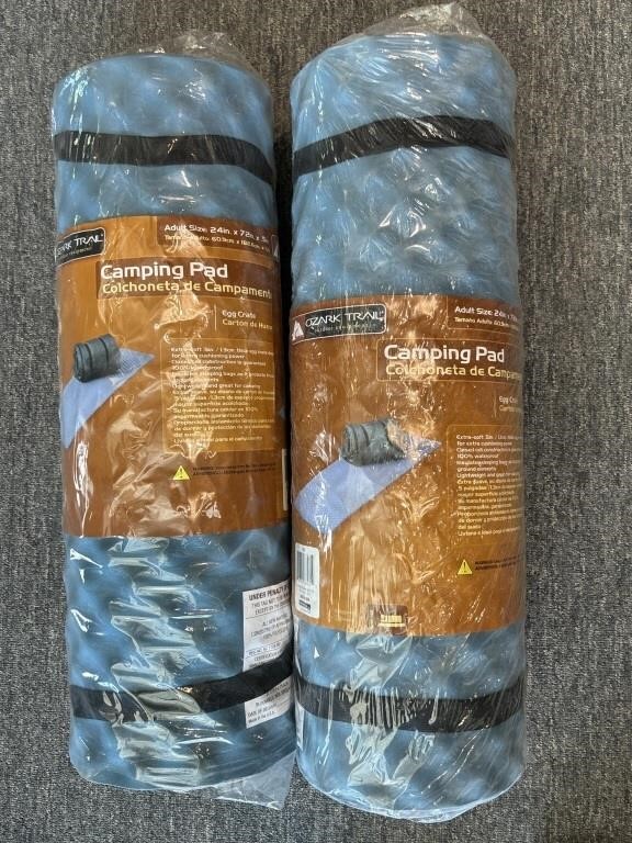 (2) New Camping Pads 24” x 72” x 0.5”