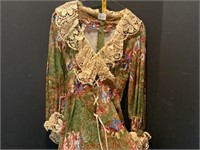 Vintage 70s Joy Stevens Poet Sleeve Lace Dress
