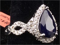 Sterling Silver Ring With Sapphire sz 10