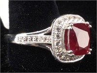 Sterling Silver Ring With Ruby sz 10