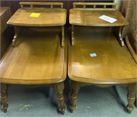 (2) vintage wooden end tables; (1) needs minor
