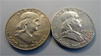 1955 & 1963 Ben Franklin Half Dollars