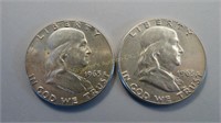 2- 1963 Ben Franklin Half Dollars