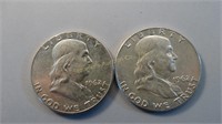 2 - 1962 Ben Franklin Half Dollars