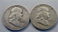 1952  & 1953 Ben Franklin Half Dollars (D)