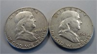 1961 & 1963 Ben Franklin Half Dollars (D)