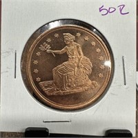 1OZ COPPER BULLION ROUND TRADE DOLLAR