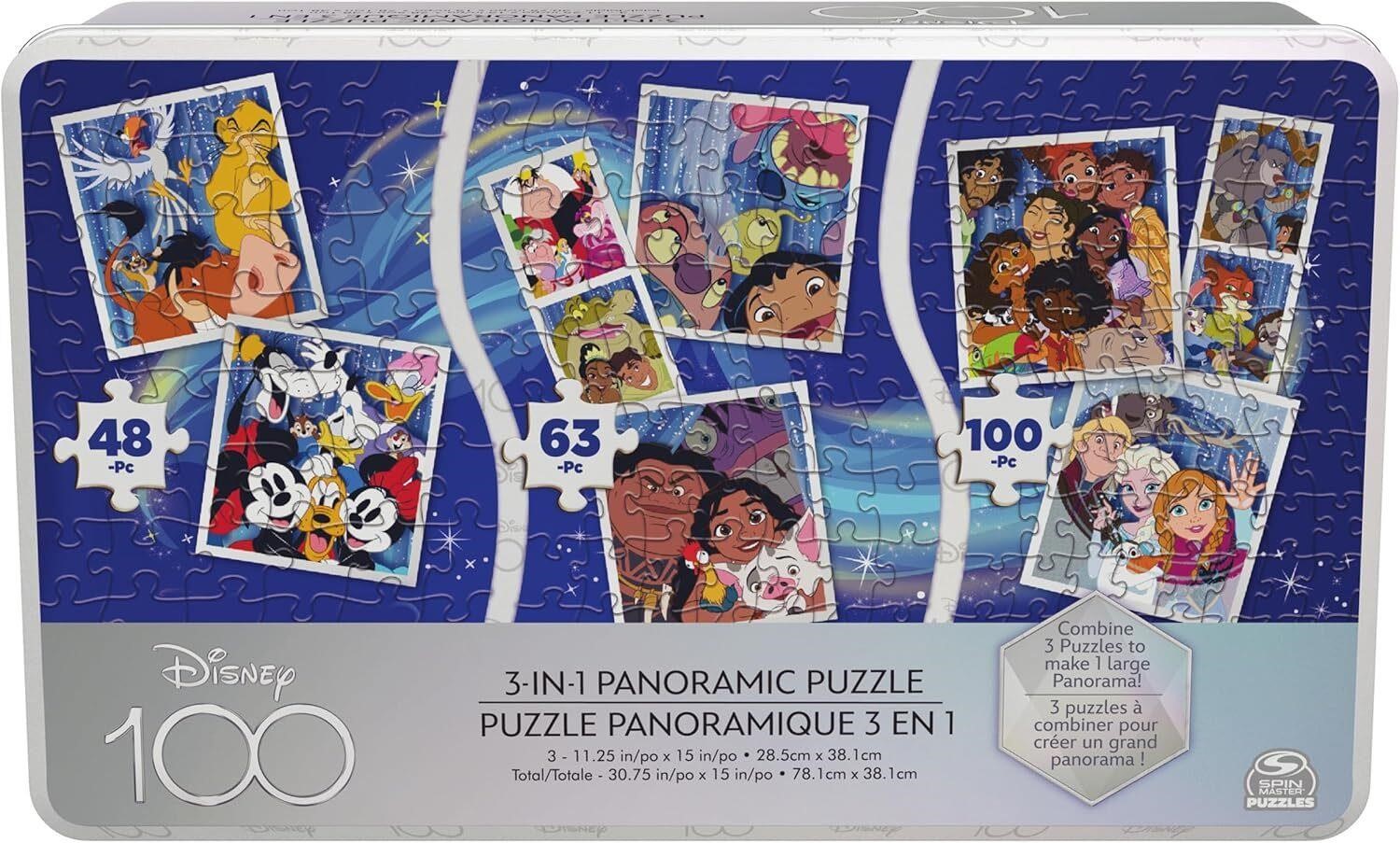Disney100 Panorama Puzzle  3 Pack  48pc 63pc