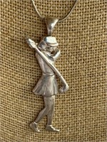 Sterling Silver Lady Golfer Necklace