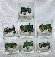 Seven John Deere Tractor Drinking Glasses