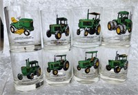Eight John Deere Tractor Drinking Glasses