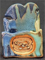 Handmade Pottery Blue Business Card Holder